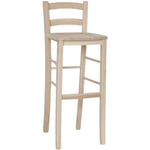 Tabouret de bar haut en bois brut à peindre, h 80 cm, assise en bois massif