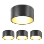 YindaLux Lot de 4 Spot LED Noir, Plafonnier Spot avec GX53 LED de 7W 800LM 4000K blanc neutre 230V, rond Ø95x55mm comme Spots de Plafond en aluminium pour salon couloir cuisine