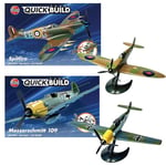 Airfix QUICKBUILD Model Aircraft Kits - J6972 Spitfire & Messerschmitt Bf109 Model Building Kit for Kids 6+, Construction Plane Toys for Boys & Girls - Toy Aeroplane Sets, Plane Enthusiast Gifts