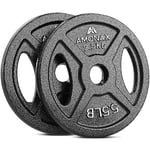 Amonax disque de musculation, plaques de poids de 2,5kg, 5kg, 10kg poids musculation pour barres 25mm, fonte disques d'haltère pour haltérophilie et hip thrust chez vous