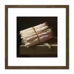 Adriaen Coorte Still Life With Asparagus Painting 8X8 Inch Square Wooden Framed Wall Art Print Picture with Mount