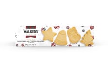 Walker's Assorted Shortbread in Festive Shapes 175g (Pack of 12) All Butter Taste with a Crunchy, Crumbly Texture - Includes Christmas Tree, Bell, Star and Santa Claus Shaped Christmas Cookies