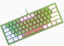 Mini 60% Clavier de Jeu, Câblé USB Gaming Keyboard, Rétroéclairé RGB Clavier Semi-Mécanique à Membrane Portable Compact 62 Touches Double Color Keycaps QWERTY pour PC, Mac, Laptop-Noir & Vert