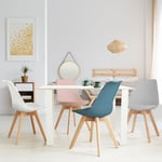 Lot de 4 chaises scandinaves sara mix color pastel rose, blanc, gris clair, bleu - Multicolore