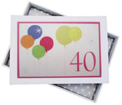 White Cotton Cards Album 40e Anniversaire Ballons avec Paillettes Fluo, Blanc, Petit