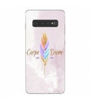 Coque Galaxy S10 Plumes carpe diem good vibes pastel