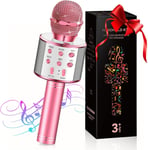 Girls Toys Age 3-12, Karaoke Microphones for Kids Gifts 3-10 Pink 