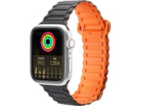 Dux Ducis Armband (Armor Version) Apple Watch Se, 8, 7, 6, 5, 4, 3, 2, 1 (41, 40, 38 Mm) Magnetiskt Silikonarmband Svart-Orange