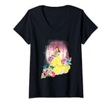 Disney Beauty and the Beast Belle Flowers Window T-Shirt avec Col en V