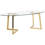 Table Basse Ovale avec Plateau en Verre et Cadre en Métal Doré au Style Moderne et Glamour Beliani