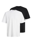 JACK & JONES Jjebradley Lot de 2 t-Shirts à col Rond, Noir/Blanc, M Homme