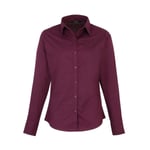 Premier Women´s Poplin Long Sleeve Blouse - skjorta - Aubergine - 12/M