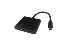 DELTACO USB-C til HDMI + Displayport 2 x 4K/60Hz HUB 0,1m