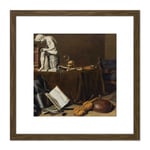 Pieter Claesz Vanitas Still Life With The Spinario 8X8 Inch Square Wooden Framed Wall Art Print Picture with Mount