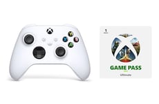 Manette Xbox Blanche Sans Fil - Robot White + Abonnement Xbox Game Pass Ultimate - 1 Mois