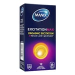 Manix Excitation Max : Texture Nervurée Perlée et Gel Chauffant / Boite de 12 Préservatifs pour Homme à Triple Stimulation pour un Plaisir Intense et une Excitation Orgasmique