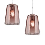 Double suspension top light shaded 1164cr s2 e27 led plafonnier moderne en verre coloré, couleur cuivre