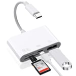 AXFEE 4en1 USB C Lecteur de Carte SD, Adaptateur Micro SD vers Type C OTG, Adaptateur Carte de Caméra SD pour Cartes SDHC SDXC TF Compatible avec iPhone 15 Plus Pro Max MacBook Air Pro Galaxy S24 S23