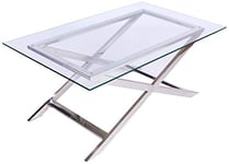 Better & Best Table Basse Pied pour Dessus argenté, Dimensions 120 x 70 x 45 cm, matériau : Verre/métal, Taille Unique
