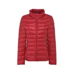 Spring Autumn Women Ultralight Thin Down Jacket Down Hooded Jackets Warm Winter Coat a Female Portable Outwear,Red Stand,XXL