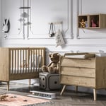 Vox Chambre Duo Vintage : Lit bébé Bois 60x120, commode en bois, plan à langer