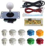 DIY Arcade Game Button and Joystick Controller Kit for Rapsberry Pi and Windows,5 Pin Joystick and 10 Push Buttons 822a Mix White