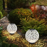 Boule solaire lampe solaire extérieur boule de jardin led 20 cm éclairage décoratif de balcon, effet de lumière design oriental à l'aspect béton,