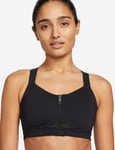 Dri-FIT Alpha Padded Zip-Front Sports Bra - Black/Dark Smoke Grey - XS D-E