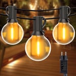 Anmossi Guirlande Lumineuse Exterieure,50FT/15 Mètres Guirlande Ampoule Exterieur avec 25 Ampoules G40 LED,Guirlandes Guinguette Etanches pour Jardin,Fête,Noël,Mariage(Blanc Chaud)