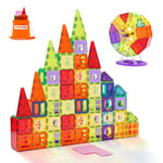 VEVOR Tuiles magnétiques, 181 PCS, Blocs de Construction magnétiques pour Enfants, Jouet éducatif STEM à empiler avec Bases de Voiture/Grande Roue/Lettres et Cartes numériques, pour Enfants de 5+ Ans