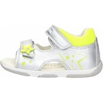 Geox Bébé Fille B Sandal Tapuz Girl Premiers Pas, Silver/Fluo Yellow, 20 EU