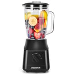 Aigostar Blender Mixeur, Bol Verre 1,5 L, avec 4 Lames en Revêtement en Titane, Puissance 600 W, 2 Vitesses + Fonction Pulse, pour écraser la Glace, la Purée et Les Fruits Congelés.