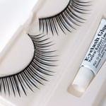 1 Pair FALSE LASHES & GLUE SET Black Long Thick Eye Lash Extensions Makeup UK