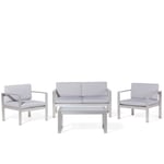 Beliani - Salon de jardin en aluminium coussin en tissu gris clair table basse incluse SALERNO