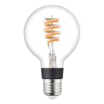 Eglo Connect.z Ampoule LED E27 connectée, globe G80, ZigBee, App et commande vocale Alexa, dimmable, blanc chaud, 4,9 W, lampe vintage en spirale transparente