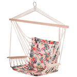 Outsunny Chaise Suspendue hamac de Voyage Respirant Portable dim. 100L x 49l x 106H cm Coton macramé Polyester Rose pâle Motif à Fleurs