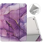 MoKo for iPad 10.2 Case for iPad 9th Generation 2021/iPad 8th Generation 2020/iPad 7th Gen 2019,Soft Frosted Back Cover Slim Shell Case with Stand for iPad 10.2 inch,Auto Wake/Sleep,Marble Gold Purple