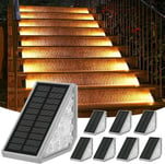 Lampes Solaires Extérieures Avec Détecteur De Mouvement, 8 Pièces Eclairages Extérieurs Solaires Pour Escaliers - 1200mah/3000k/Ip65 Étanche, Idéal Pour Escalier, Chemin, Allée