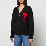 AMI de Coeur Logo-Intarsia Wool Cardigan - XL