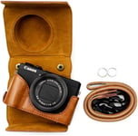 Étui pour appareil photo Canon PowerShot G7X Mark III, étui de protection en cuir PU pour Canon G7XIII G7XII avec bandoulière (marron)