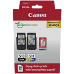 Canon PG510 Black & CL511 Colour Ink Cartridge Photo Value Pack For PIXMA MP499