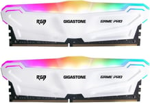 [RGB DDR4 RAM] GIGASTONE Game Pro 16Go Kit(2x8Go) DDR4 3200MHz PC4-25600 CL 16-20-20-40 Intel XMP 2.0 AMD Ryzen 1.35V UDIMM 288pin UnbuffeRouge Non ECC Mémoire Haute Performance pour PC Bureau-Blanc