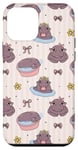 Coque pour iPhone 12 mini Coquette Rose Nœud Bébé Hippopotame Motif Kawaii