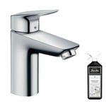 Mitigeur lavabo HANSGROHE Logis 100 avec tirette et vidage chrome + nettoyant Briochin