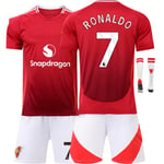 2425 Europeiska Röda Djävlar Fotbollsmatch Hemma No. 7 Cristiano Ronaldo 25 Sancho 10 Rashford och andra fotbollströjor för vuxna och barn No.7 RONALDO 28