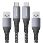 Câble Charge Usb C 2 Pièces,Données 10gbit/S Câble De Voiture Usb A Android Qc3.0 Câble De Transfert De Données À Charge Rapide 3.1a Pour Samsung Note20 Galaxy S23 Z Flip5 Pixel 8 2m/6.6ft