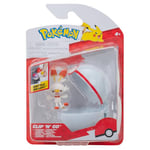 Pokémon PKW3642 Clip'n'Go Poké Ball – Hopplo & Premier Ball – Poké Ball Officiel avec Figurine de 5 cm