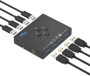 Commutateur Usb 3.0 4 Ordinateurs Partage 4 Périphériques Usb Pour Pc,Ordinateur Portable,Souris,Clavier,Scanner,Imprimante Avec Échange D'Un Bouton Et Sortie Audio 3,5 Mm