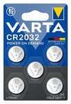 VARTA Piles Bouton CR2032, lot de 5, Power on Demand, Lithium, 3V, emballage sécurisé pour les enfants, pour petits appareils électroniques - clés de voiture, télécommandes, balances