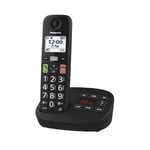 Panasonic KX-TGU130EB Digital Cordless Phone with Answering Machine, Base Unit & 1 Handset, LCD Display, Big Buttons, Fav Call, Hearing Aid Compatible, Black